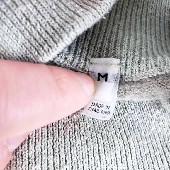 Muji Womens 100% Wool Sweater Medium Mock Neck Taupe Minimalist Layering - Picture 6 of 11